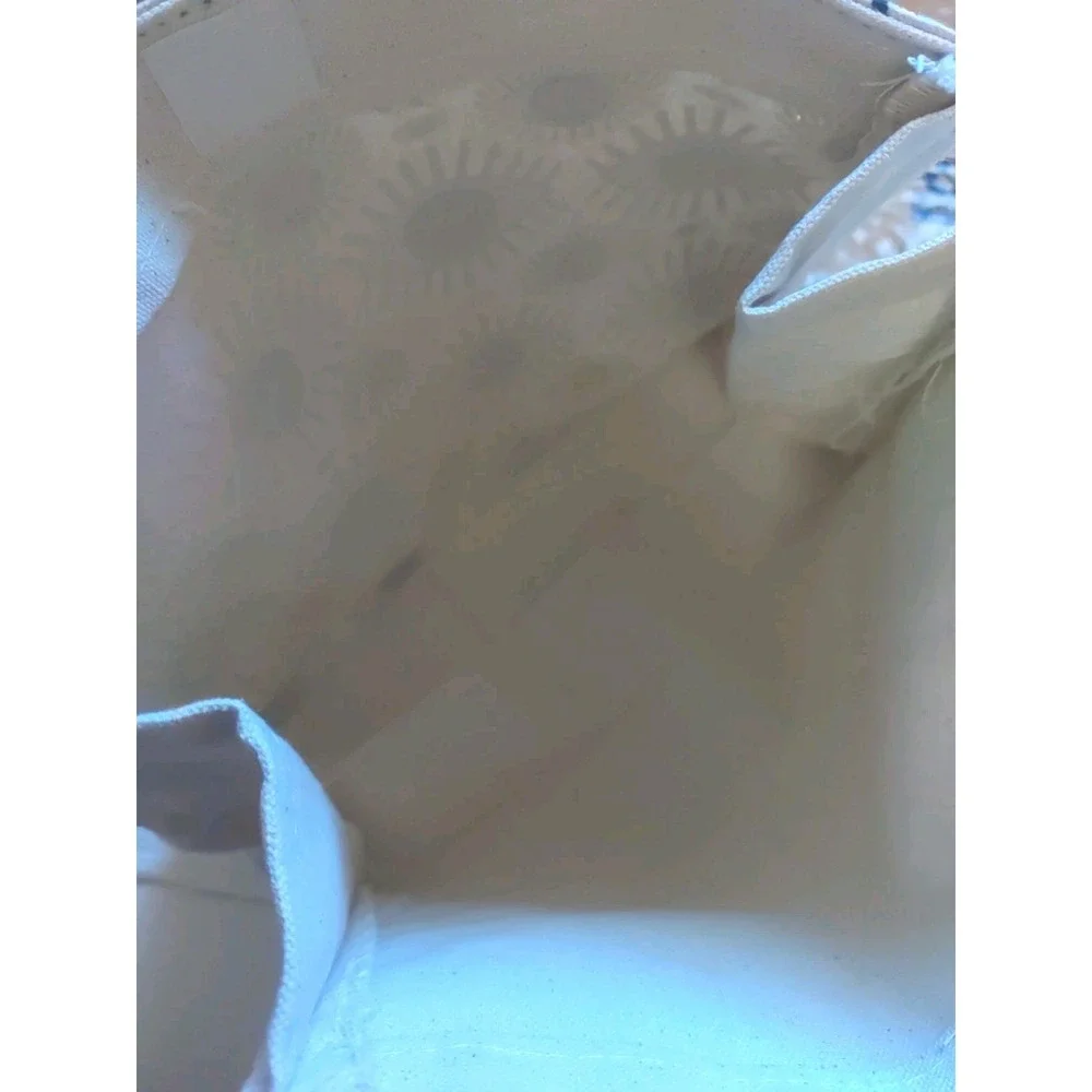 Crete Ivory Blue Evil Eye Woven Small Tote Bag 11 x 8.5‎ x 4
